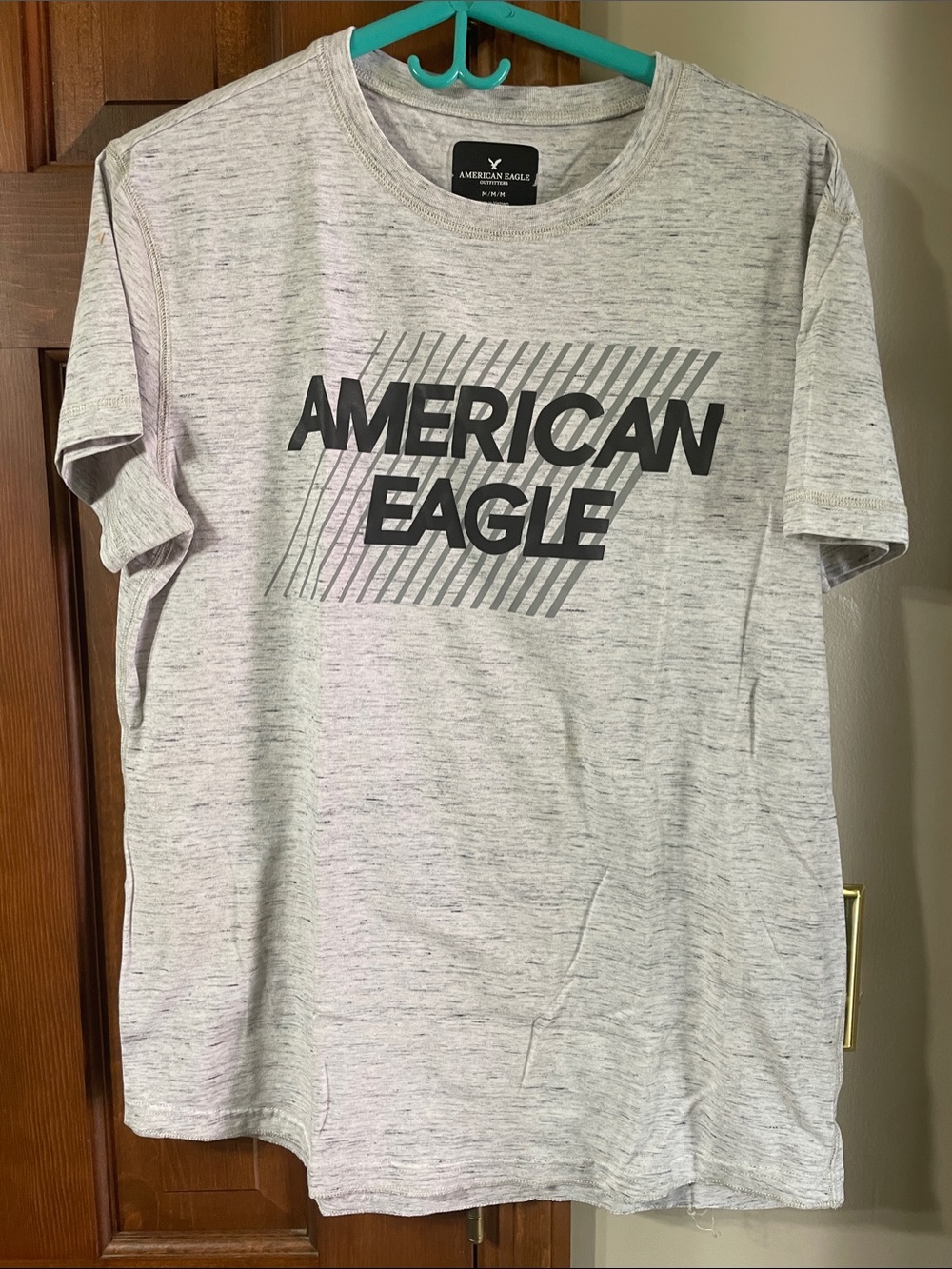 American Eagle Outfitters Light Grey Heather Logo Tee